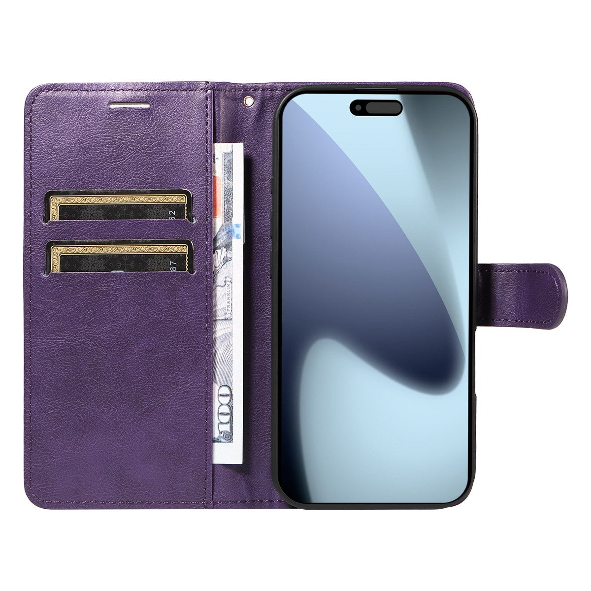 EIDERWOOD iPhone 17 Pro Deksel i Kunstskinn med Lommebok & Stropp - Lilla