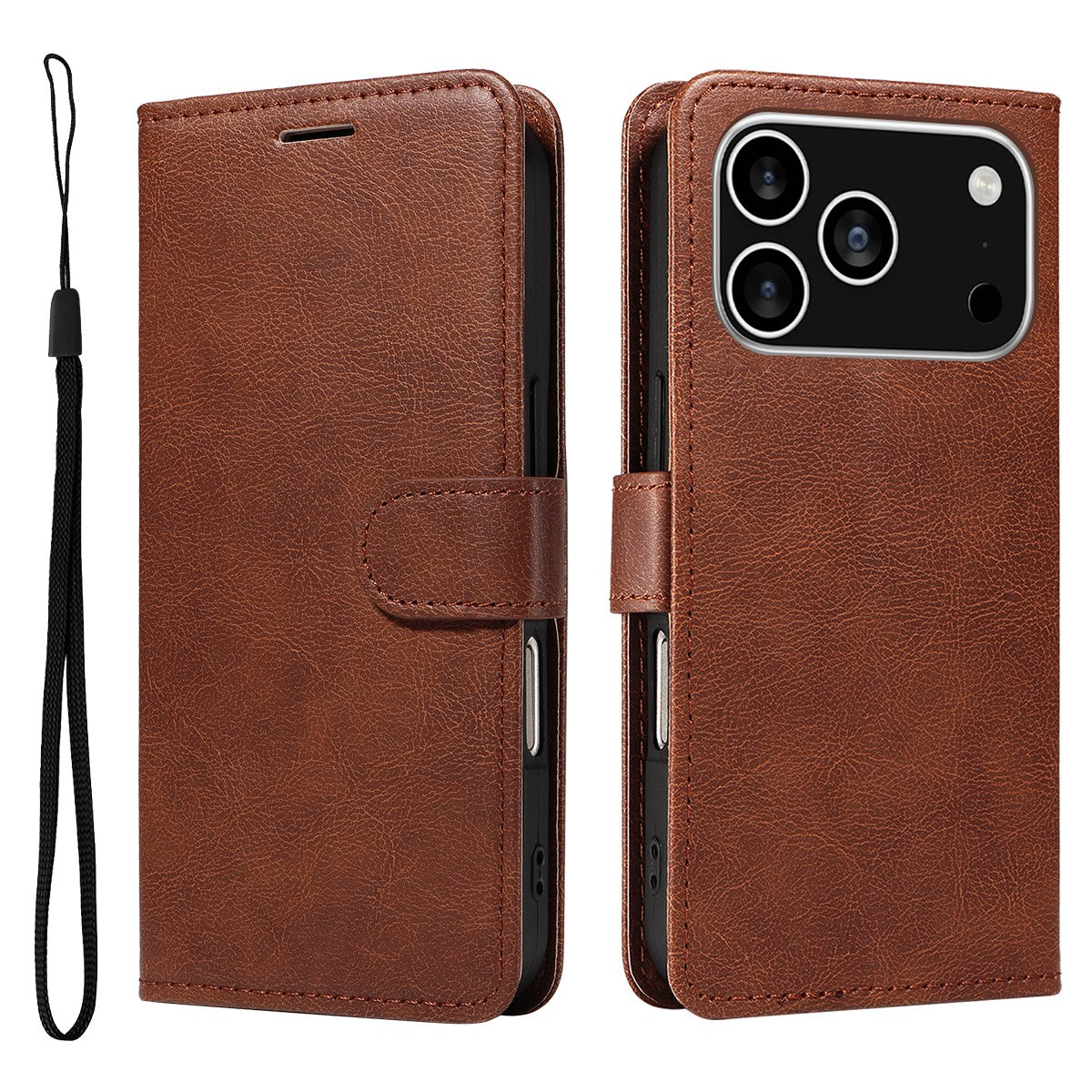EIDERWOOD iPhone 17 Pro Deksel i Kunstskinn med Lommebok & Stropp - Brun