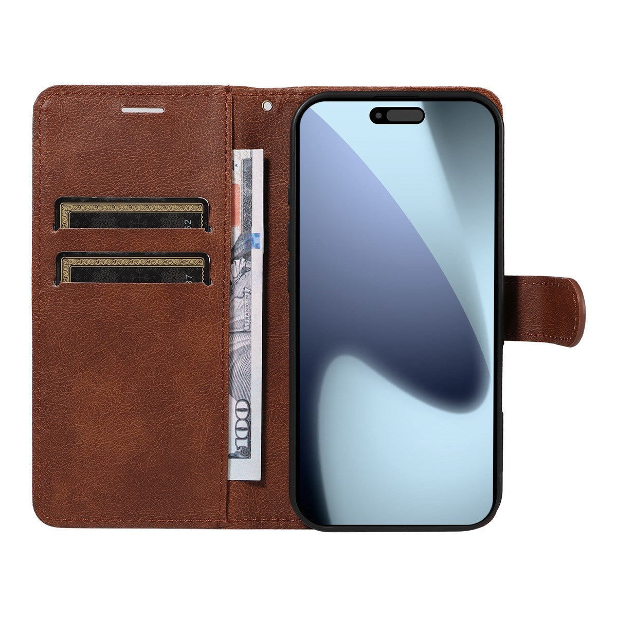 EIDERWOOD iPhone 17 Pro Deksel i Kunstskinn med Lommebok & Stropp - Brun