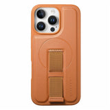 iPhone 16 Pro Hard Plast Deksel m. Kunstskinn Bakside & Fingerrem - MagSafe Kompatibel - Brun