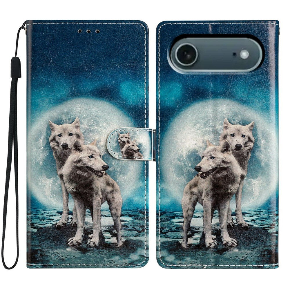 EIDERWOOD iPhone Air Kunstskinn Flip Deksel m. Lommebok & Stropp - Ulver