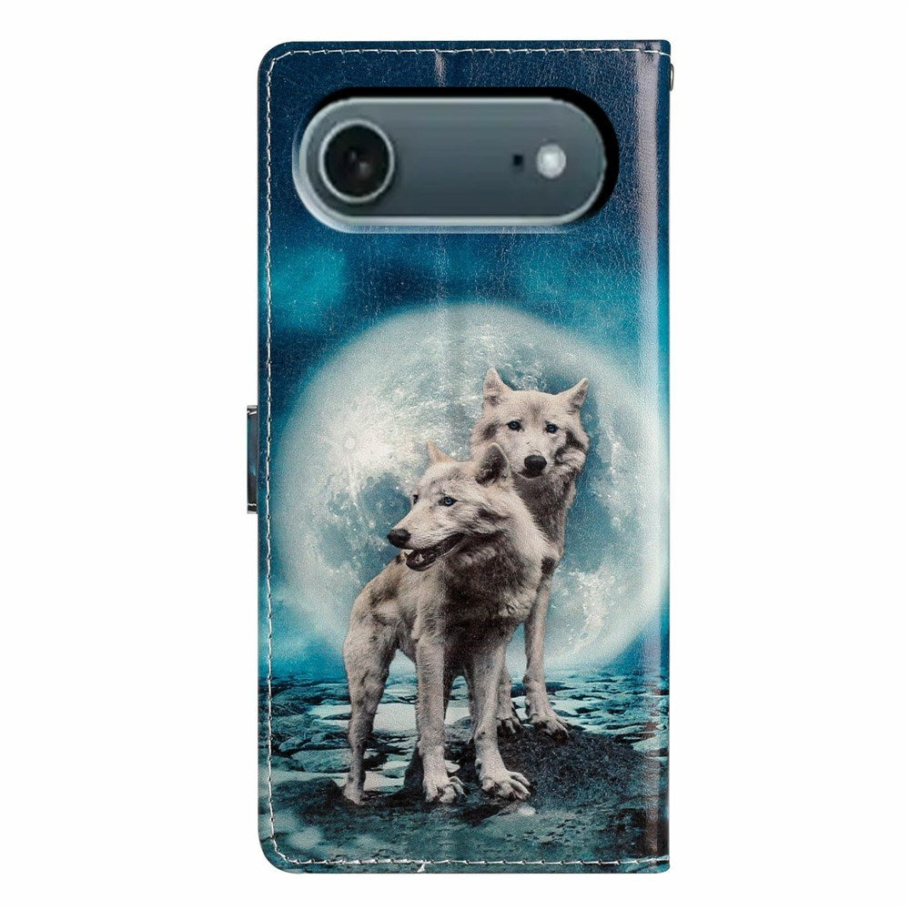 EIDERWOOD iPhone Air Kunstskinn Flip Deksel m. Lommebok & Stropp - Ulver