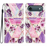 EIDERWOOD iPhone Air Kunstskinn Flip Deksel m. Lommebok & Stropp - Lilla Blomster