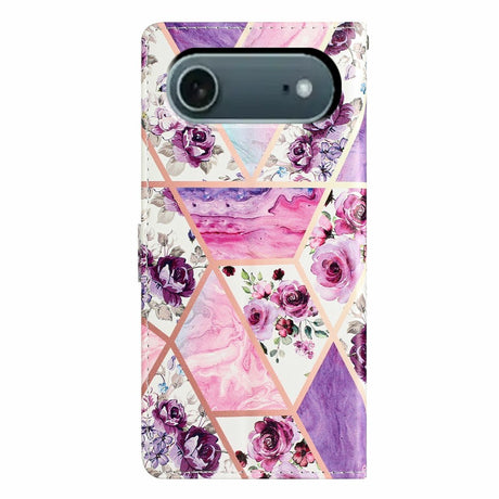 EIDERWOOD iPhone Air Kunstskinn Flip Deksel m. Lommebok & Stropp - Lilla Blomster