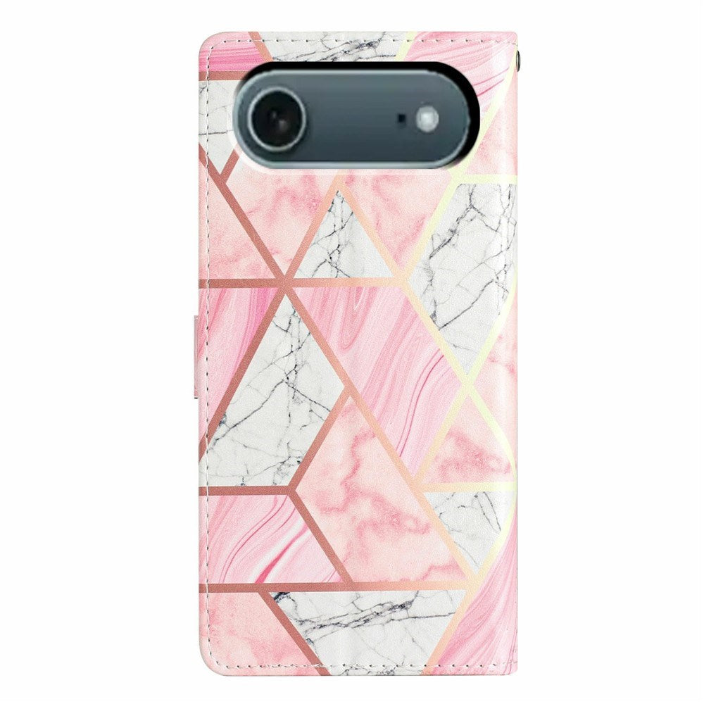 EIDERWOOD iPhone Air Kunstskinn Flip Deksel m. Lommebok & Stropp - Rosa Marmor