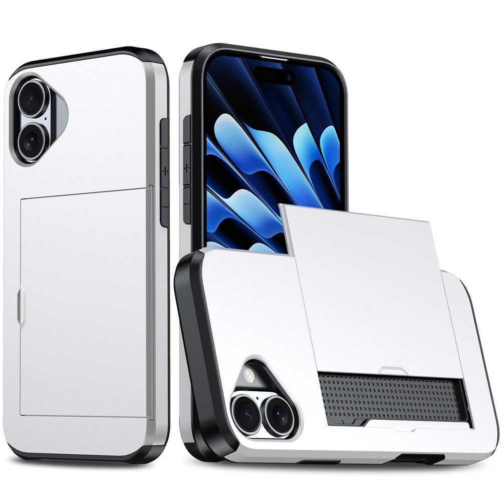 EIDERWOOD iPhone 17 Hybrid Deksel med Kortholder – Sølv