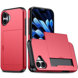 EIDERWOOD iPhone 17 Hybrid Deksel med Kortholder – Rød