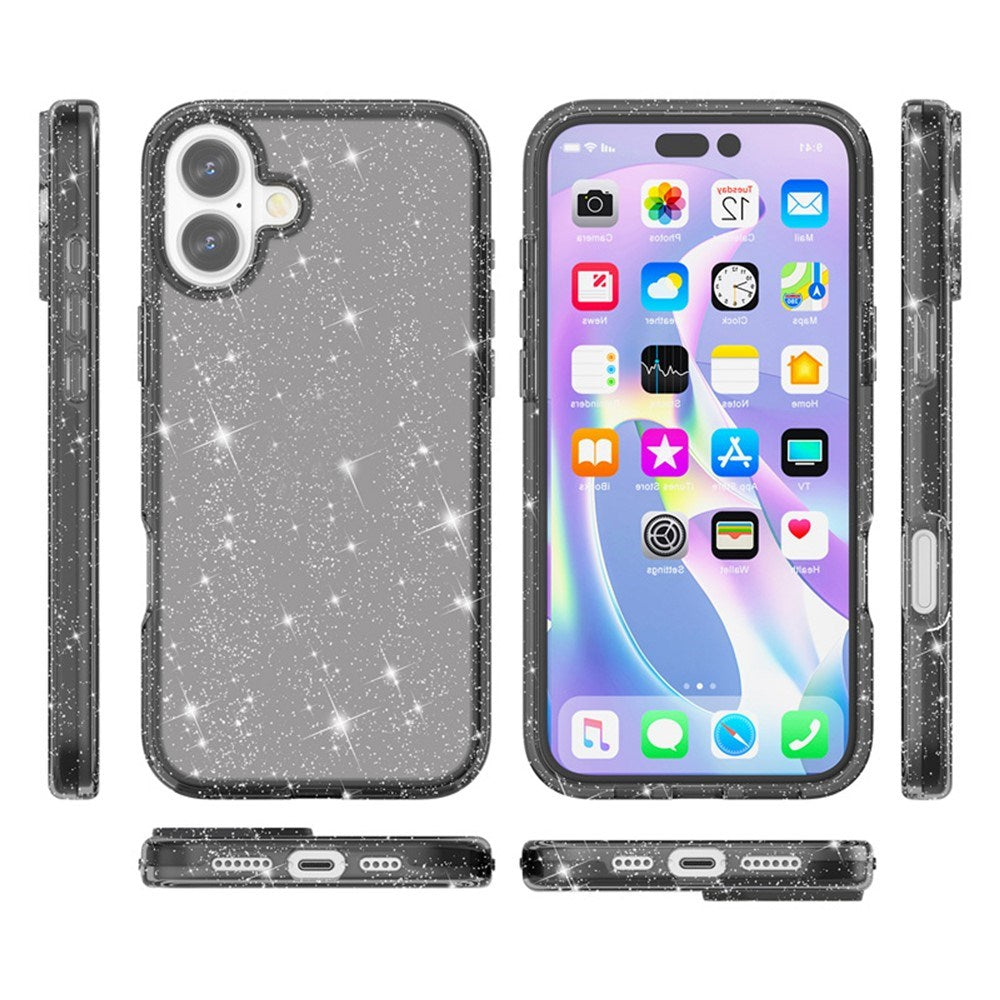 EIDERWOOD iPhone 17 Hybrid Plast Deksel - Svart Glitter
