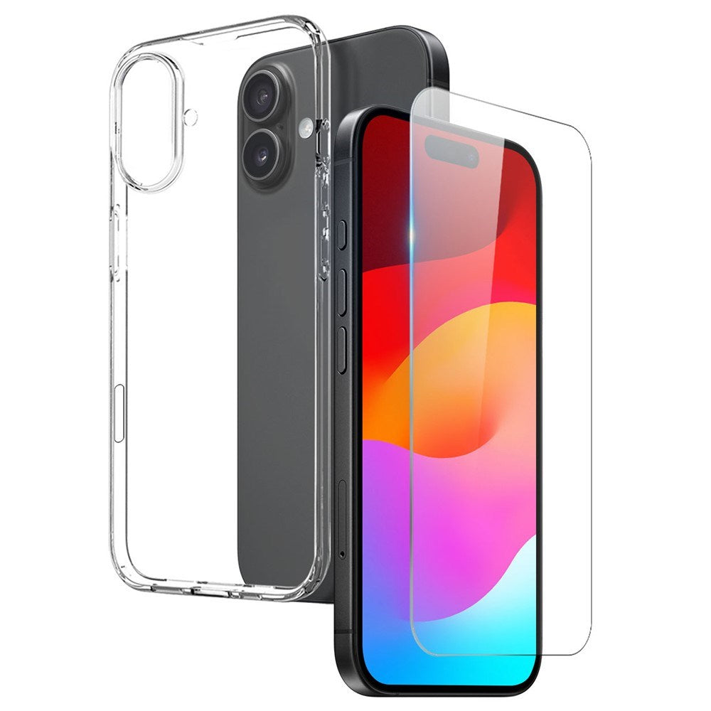 NORTHJO iPhone 17 2-i-1 Beskyttelsessett m. Fleksibelt Plast Deksel & Herdet Skjermbeskyttelsesglass - Gjennomsiktig
