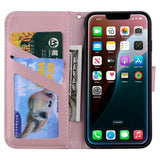 iPhone 17e / 16e Kunstskinn Flip Deksel m. Figur - Rosa