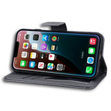 iPhone 17e / 16e Kunstskinn Flip Deksel m. Figur - Grå