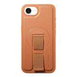 iPhone 17e / 16e Hard Plast Deksel m. Kunstskinn Bakside & Fingerrem - MagSafe Kompatibel - Brun