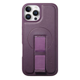 iPhone 12 / 12 Pro Hard Plast Deksel m. Kunstskinn Bakside & Fingerrem - MagSafe Kompatibel - Lilla