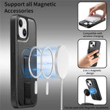 iPhone 15 Hard Plast Deksel m. Kunstskinn Bakside & Fingerrem - MagSafe Kompatibel - Svart