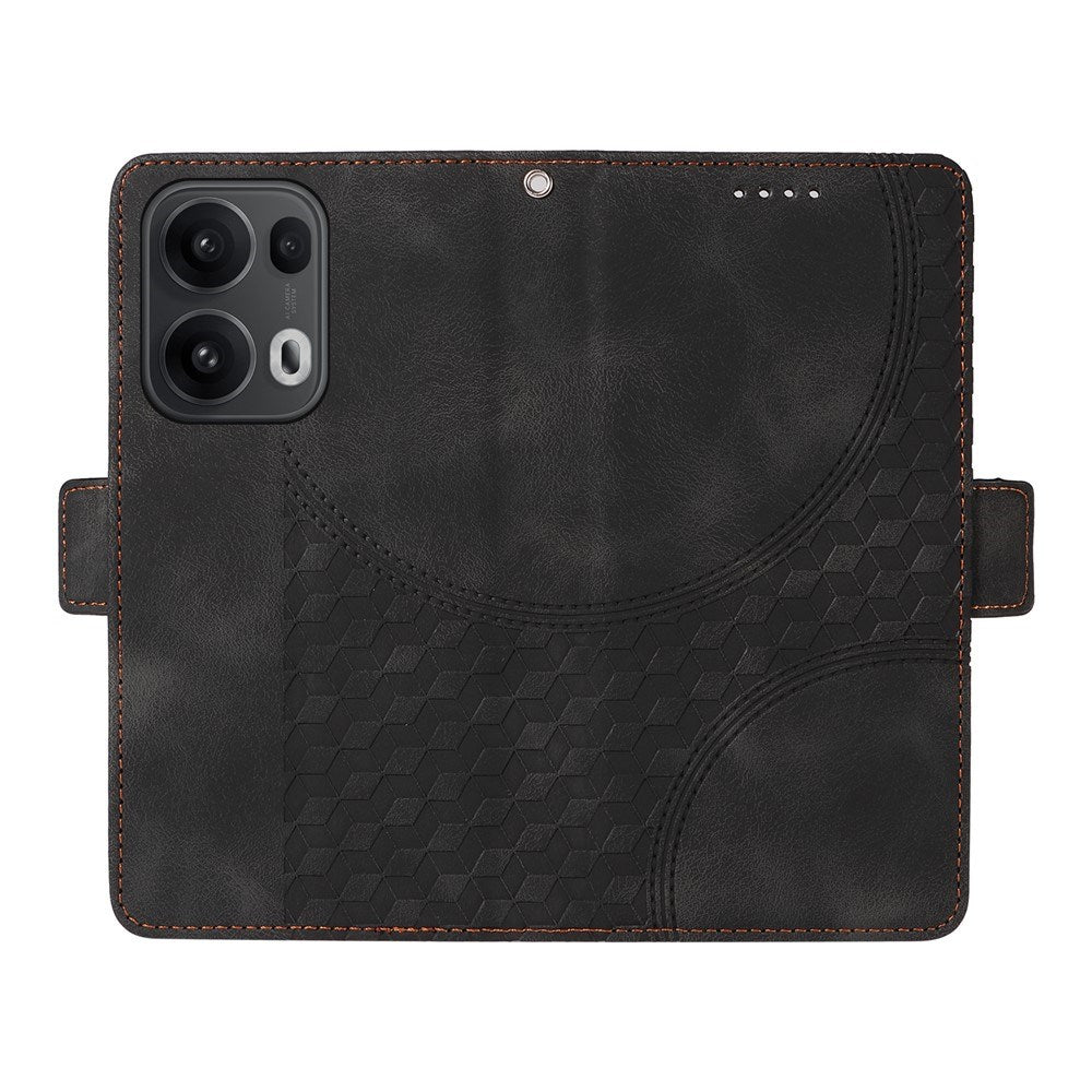Oppo Reno14 Pro (5G) / Reno13 Pro (5G) Kunstskinn Flip Deksel med Trykk - Svart