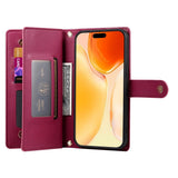 EIDERWOOD iPhone 17 Flip Deksel med Kortholder / Glidelåslomme / Stropp - Rød