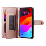EIDERWOOD iPhone Air Flip Deksel med Kortholder / Glidelåslomme / Stropp - Rose Gold