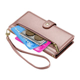 EIDERWOOD iPhone Air Flip Deksel med Kortholder / Glidelåslomme / Stropp - Rose Gold
