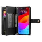 EIDERWOOD iPhone 17 Pro Max Flip Deksel med Kortholder / Glidelåslomme / Stropp - Svart