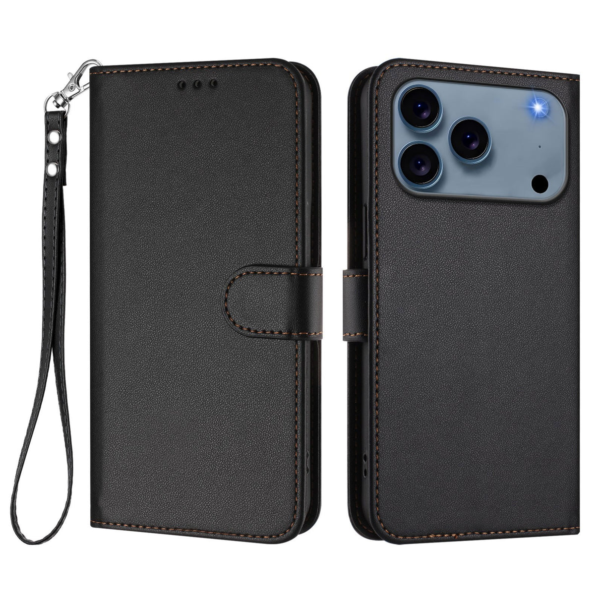 iPhone 18 Pro Max / 17 Pro Max EIDERWOOD Kunstskinn Flip Deksel m. Stropp - Svart