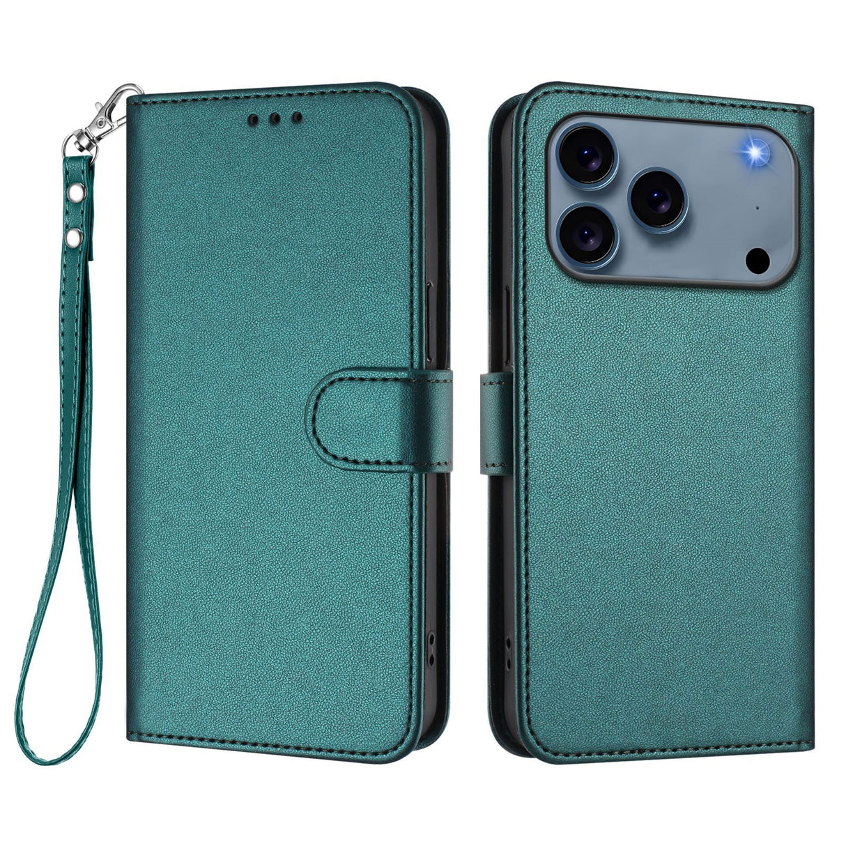 iPhone 18 Pro Max / 17 Pro Max EIDERWOOD Kunstskinn Flip Deksel m. Stropp - Grønn