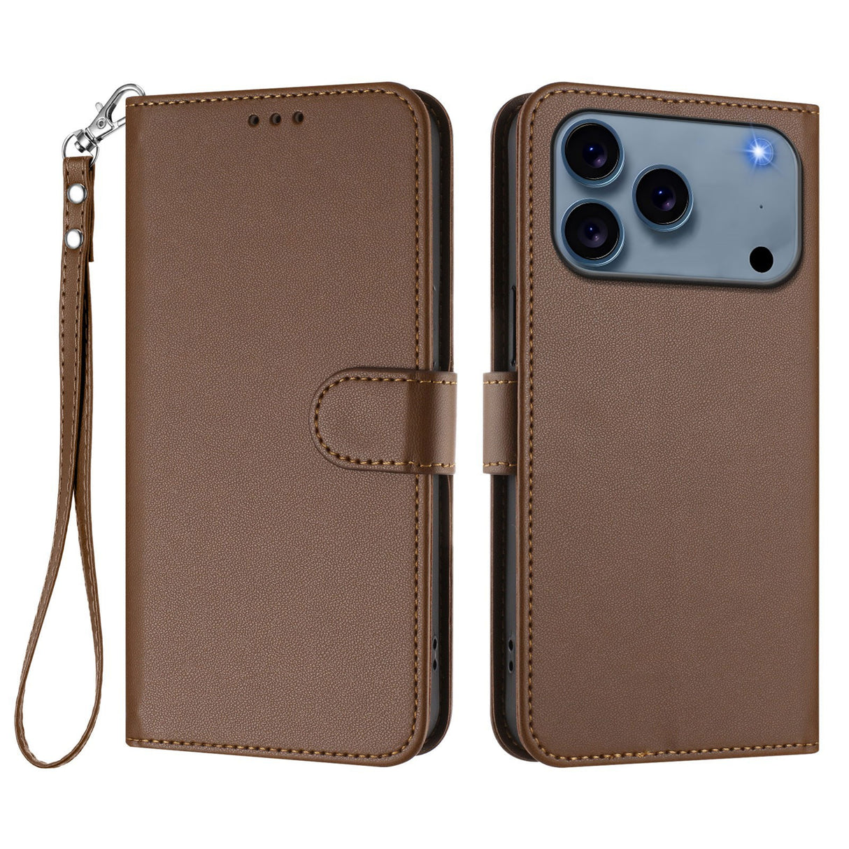 iPhone 18 Pro Max / 17 Pro Max EIDERWOOD Kunstskinn Flip Deksel m. Stropp - Brun