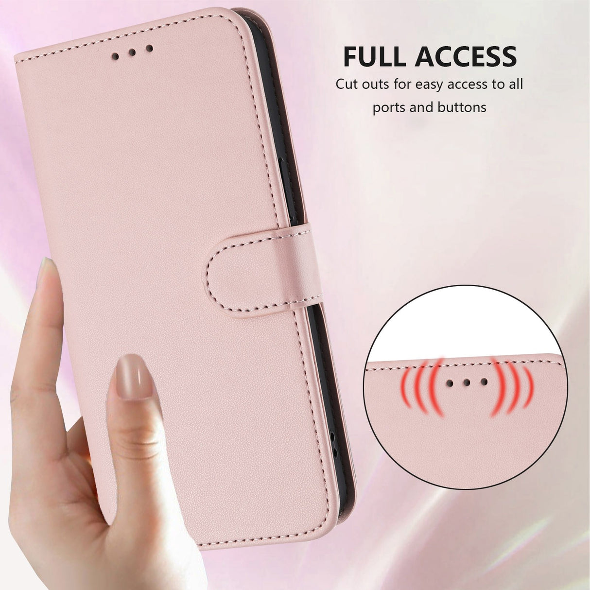 iPhone 18 Pro Max / 17 Pro Max EIDERWOOD Kunstskinn Flip Deksel m. Stropp - Rosa