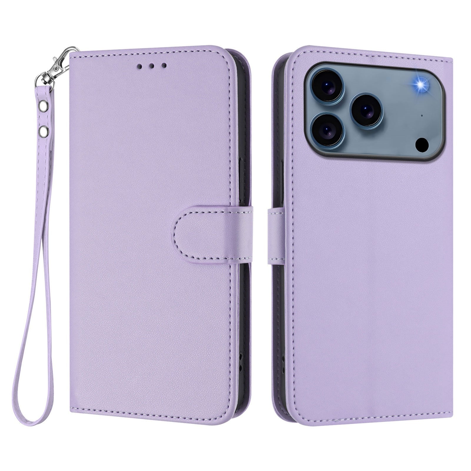 iPhone 18 Pro Max / 17 Pro Max EIDERWOOD Kunstskinn Flip Deksel m. Stropp - Lyslilla