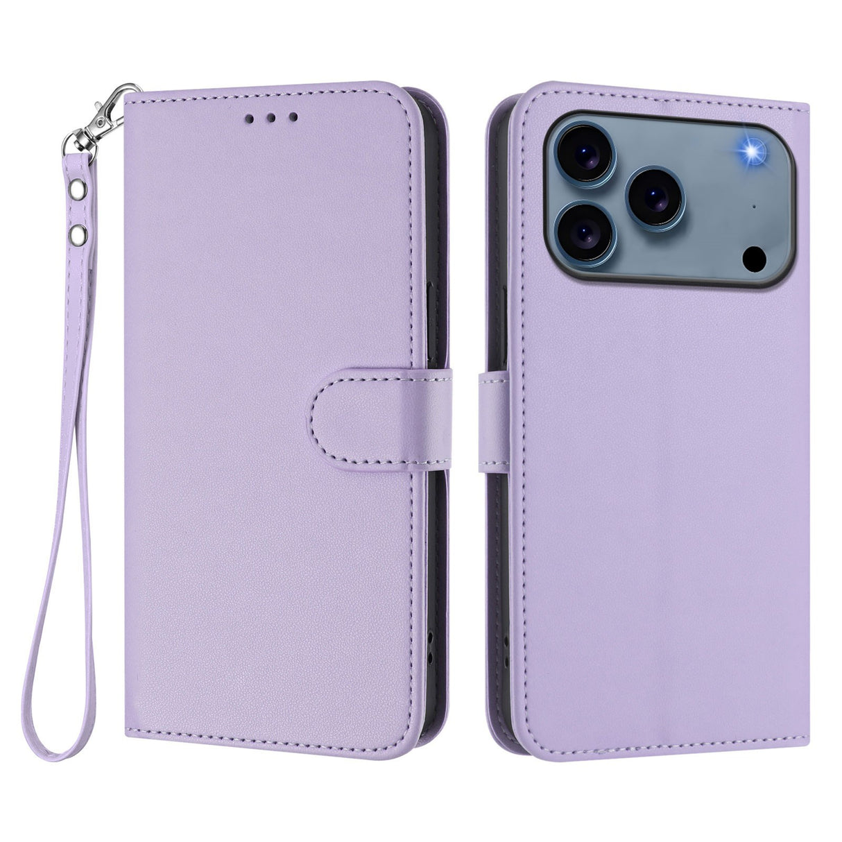 iPhone 18 Pro Max / 17 Pro Max EIDERWOOD Kunstskinn Flip Deksel m. Stropp - Lyslilla