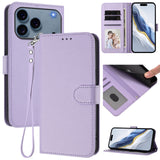 iPhone 18 Pro Max / 17 Pro Max EIDERWOOD Kunstskinn Flip Deksel m. Stropp - Lyslilla