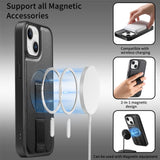iPhone 14 / 13 Hard Plast Deksel m. Kunstskinn Bakside & Fingerrem - MagSafe Kompatibel - Svart