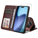 EIDERWOOD iPhone Air 2-i-1 Kunstskinn Flip Deksel med Skjermbeskyttelsesglass - Brun