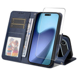 EIDERWOOD iPhone Air 2-i-1 Kunstskinn Flip Deksel med Skjermbeskyttelsesglass - Blå