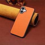 EIDERWOOD iPhone 17 Hybrid Plast Deksel med Skinntekstur – Oransje