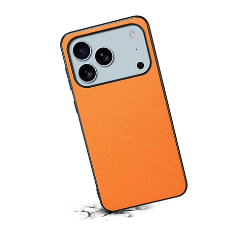EIDERWOOD iPhone 17 Pro Hybrid Plast Deksel med Skinntekstur – Oransje
