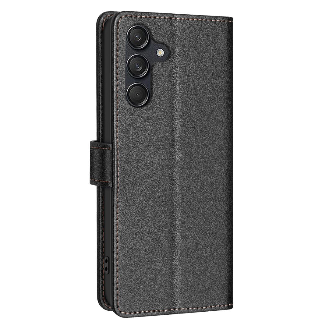 EIDERWOOD Samsung Galaxy S25 FE Kunstskinn Flip Deksel med Stativ & Lommebok - Svart