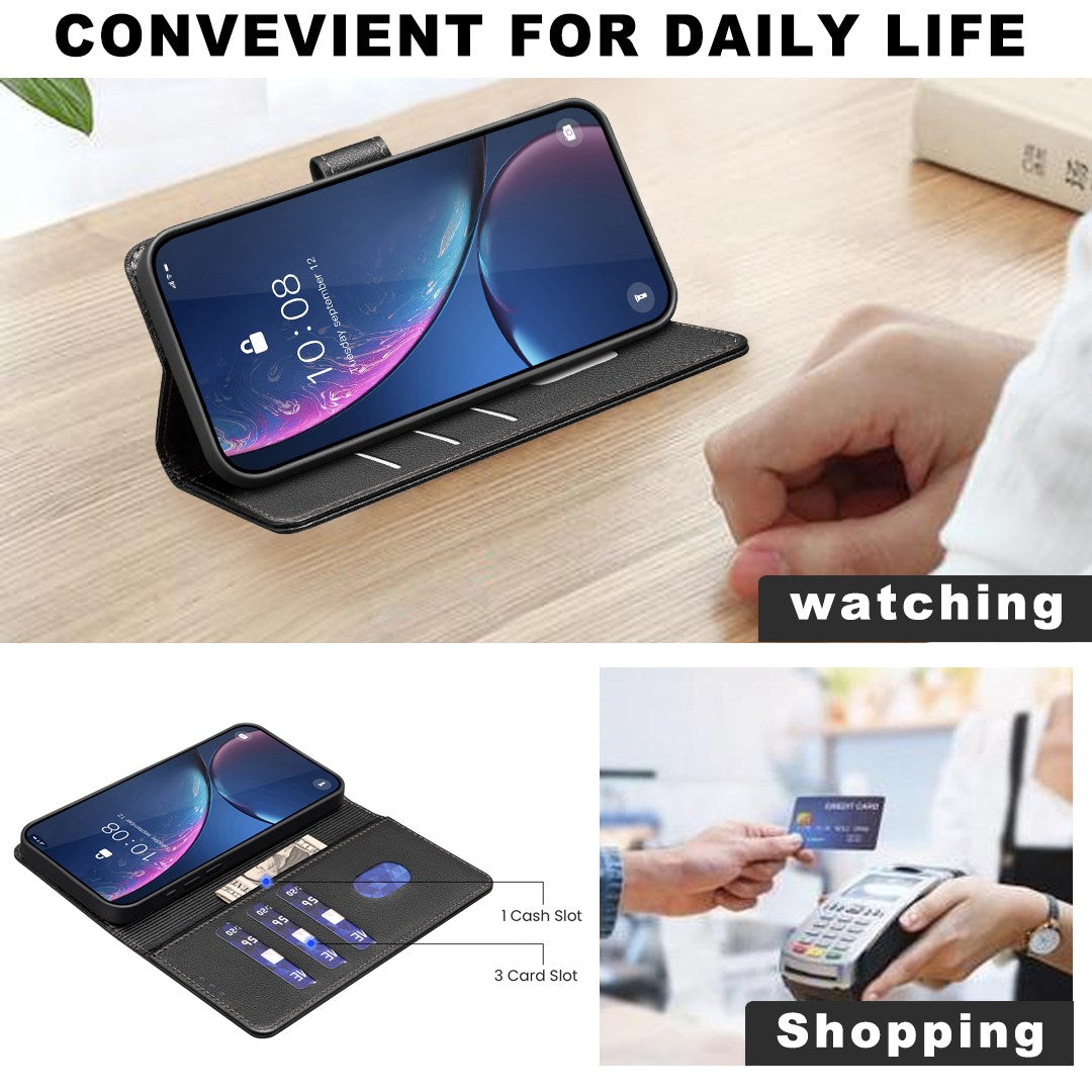EIDERWOOD Samsung Galaxy S25 FE Kunstskinn Flip Deksel med Stativ & Lommebok - Svart