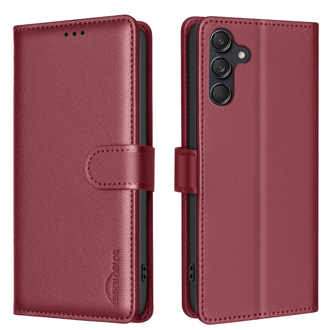 EIDERWOOD Samsung Galaxy S25 FE Kunstskinn Flip Deksel med Stativ & Lommebok - Rød