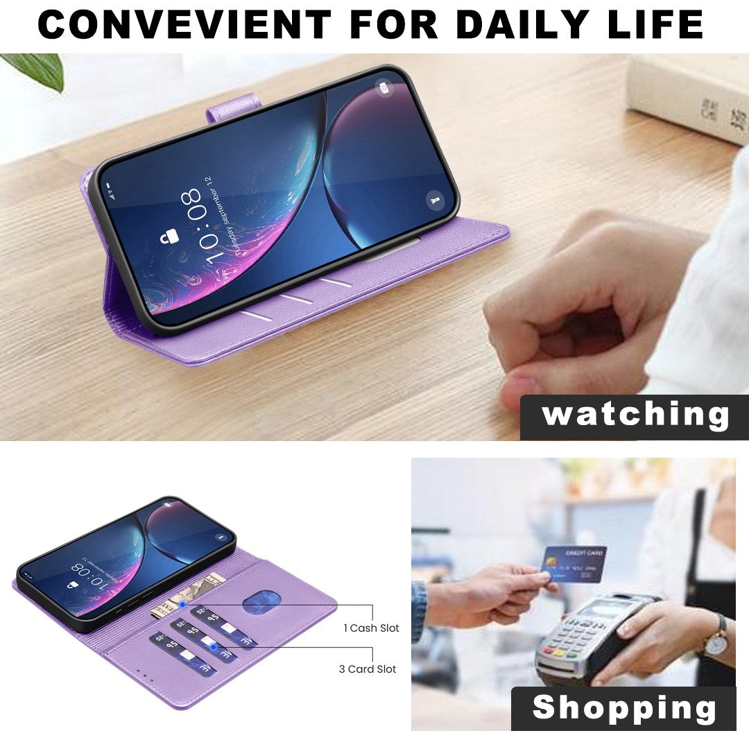 EIDERWOOD Samsung Galaxy S25 FE Kunstskinn Flip Deksel med Stativ & Lommebok - Lilla