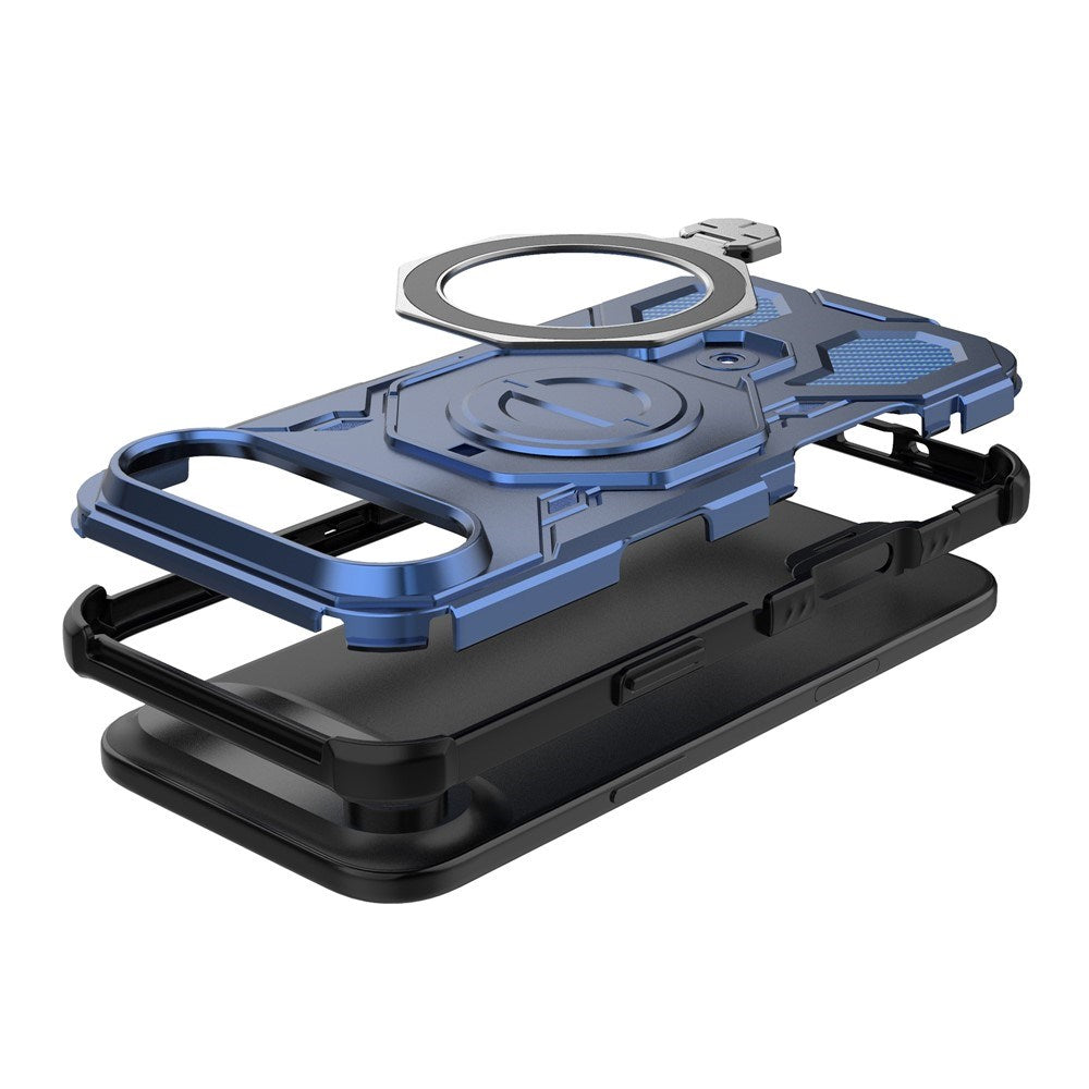 EIDERWOOD iPhone Air Håndverkerdeksel med Magnetisk Kickstand – MagSafe Kompatibel – Blå