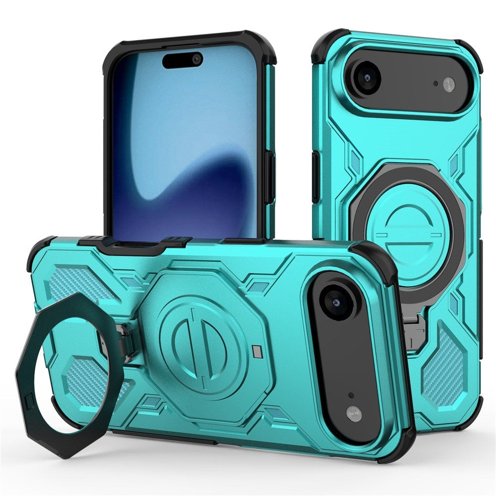 EIDERWOOD iPhone Air Håndverkerdeksel med Magnetisk Kickstand – MagSafe Kompatibel – Turkis