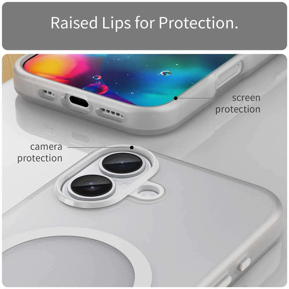 EIDERWOOD iPhone 17 Hybrid Plast Deksel – MagSafe Kompatibel – Matt Gjennomsiktig / Hvit