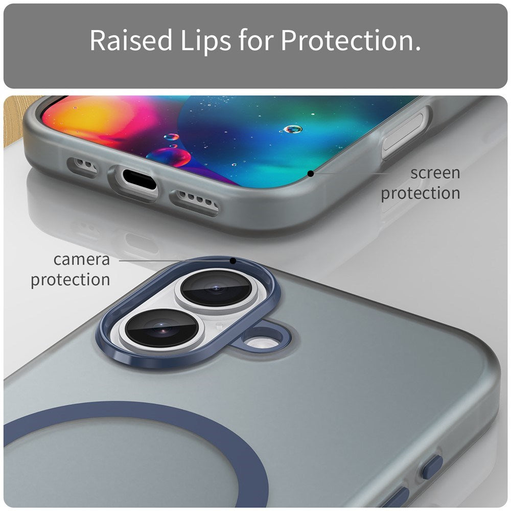 EIDERWOOD iPhone 17 Hybrid Plast Deksel – MagSafe Kompatibel – Matt Gjennomsiktig / Mørk Blå