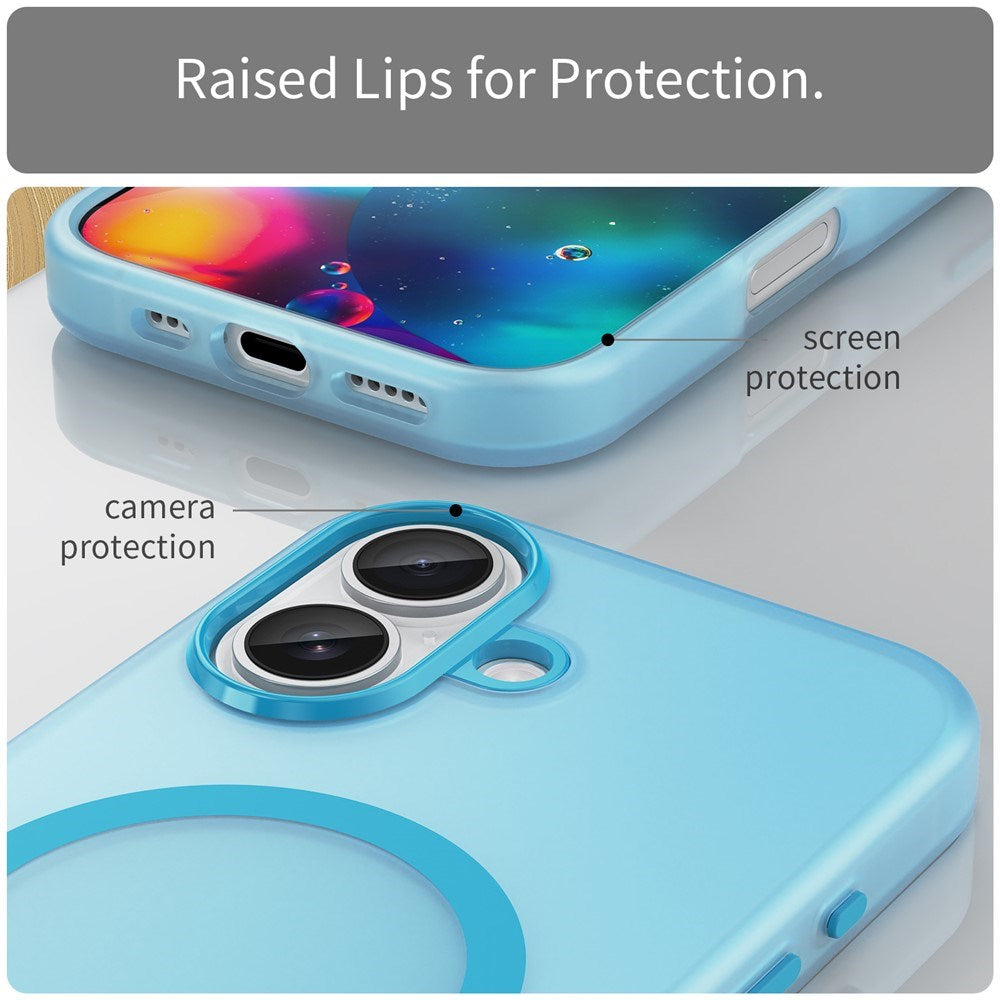 EIDERWOOD iPhone 17 Hybrid Plast Deksel – MagSafe Kompatibel – Matt Gjennomsiktig / Blå