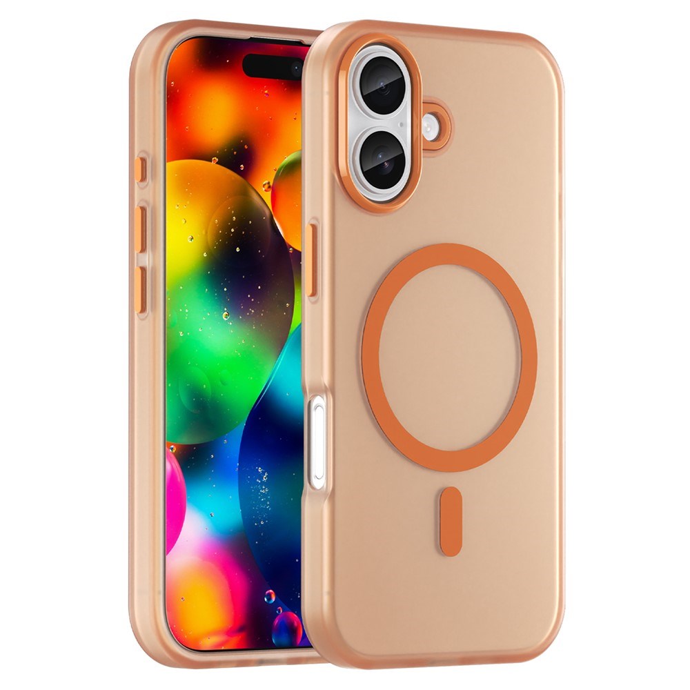 EIDERWOOD iPhone 17 Hybrid Plast Deksel – MagSafe Kompatibel – Matt Gjennomsiktig / Oransje