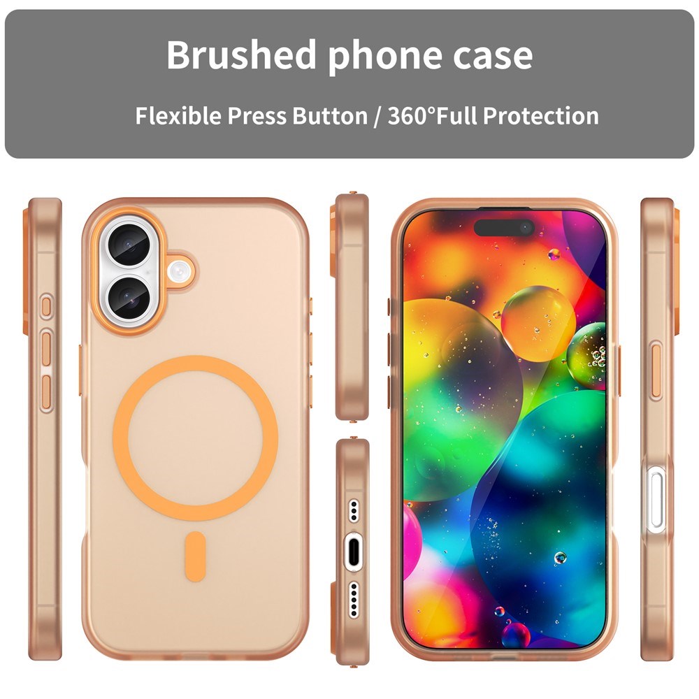 EIDERWOOD iPhone 17 Hybrid Plast Deksel – MagSafe Kompatibel – Matt Gjennomsiktig / Oransje