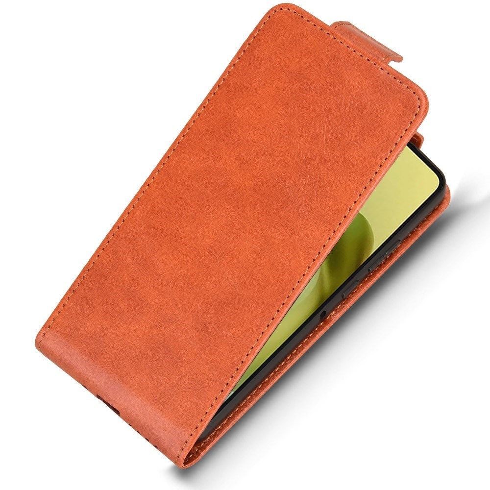 EIDERWOOD Motorola Moto G86 Power Vertikal Kunstskinn Flip Deksel m. Kortholder & Ståfunksjon - Oransje