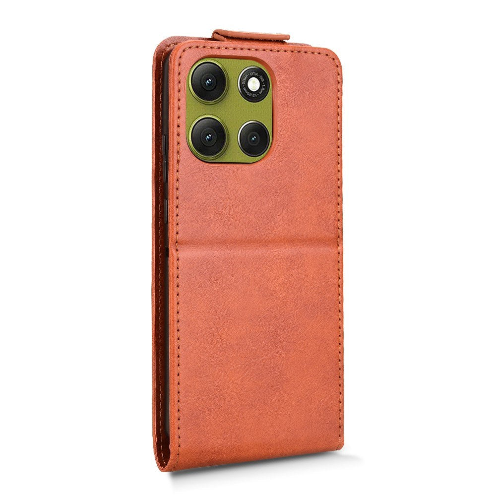 EIDERWOOD Motorola Moto G86 Power Vertikal Kunstskinn Flip Deksel m. Kortholder & Ståfunksjon - Oransje