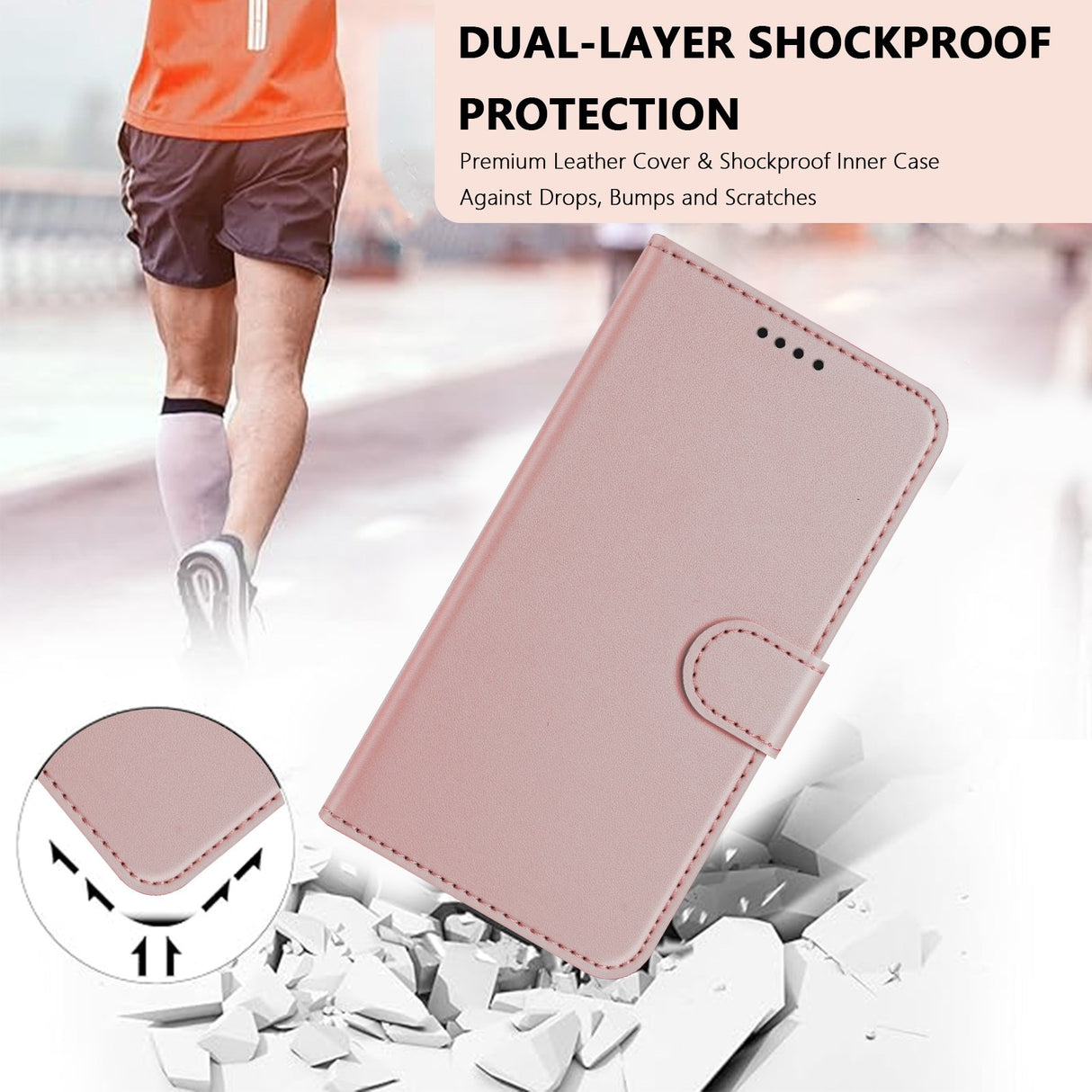 Nothing CMF Phone 2 Pro EIDERWOOD Kunstlær Flip Deksel m. Kortholder - Rose Gold