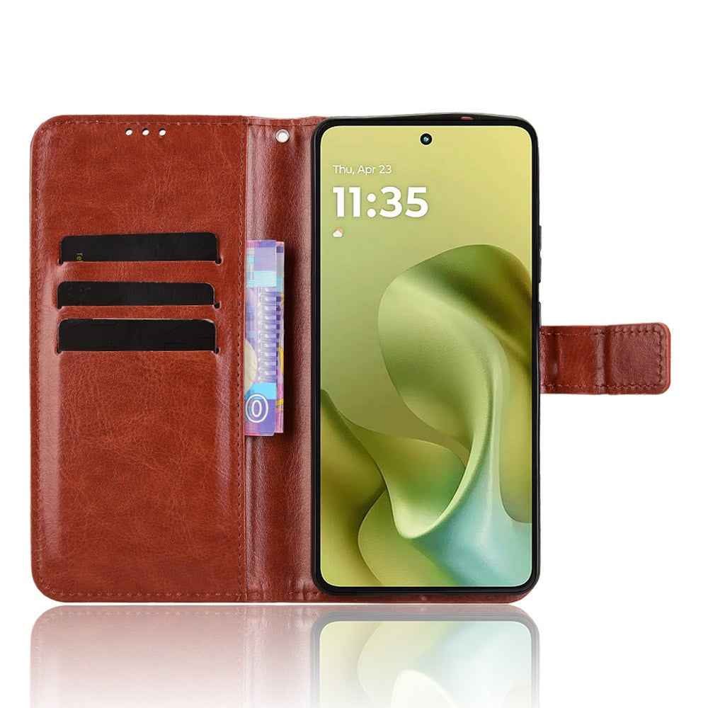 EIDERWOOD Motorola Moto G86 Power Kunstskinn Flip Deksel med Kortholder & Ståfunksjon - Brun